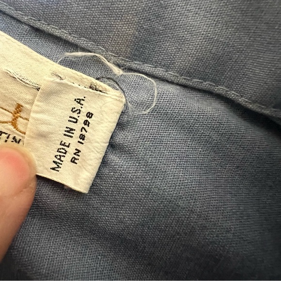 Marte Continentals USA Vintage 60s-70s Chambray Button Down Shirt Embroidered - Picture 5 of 7